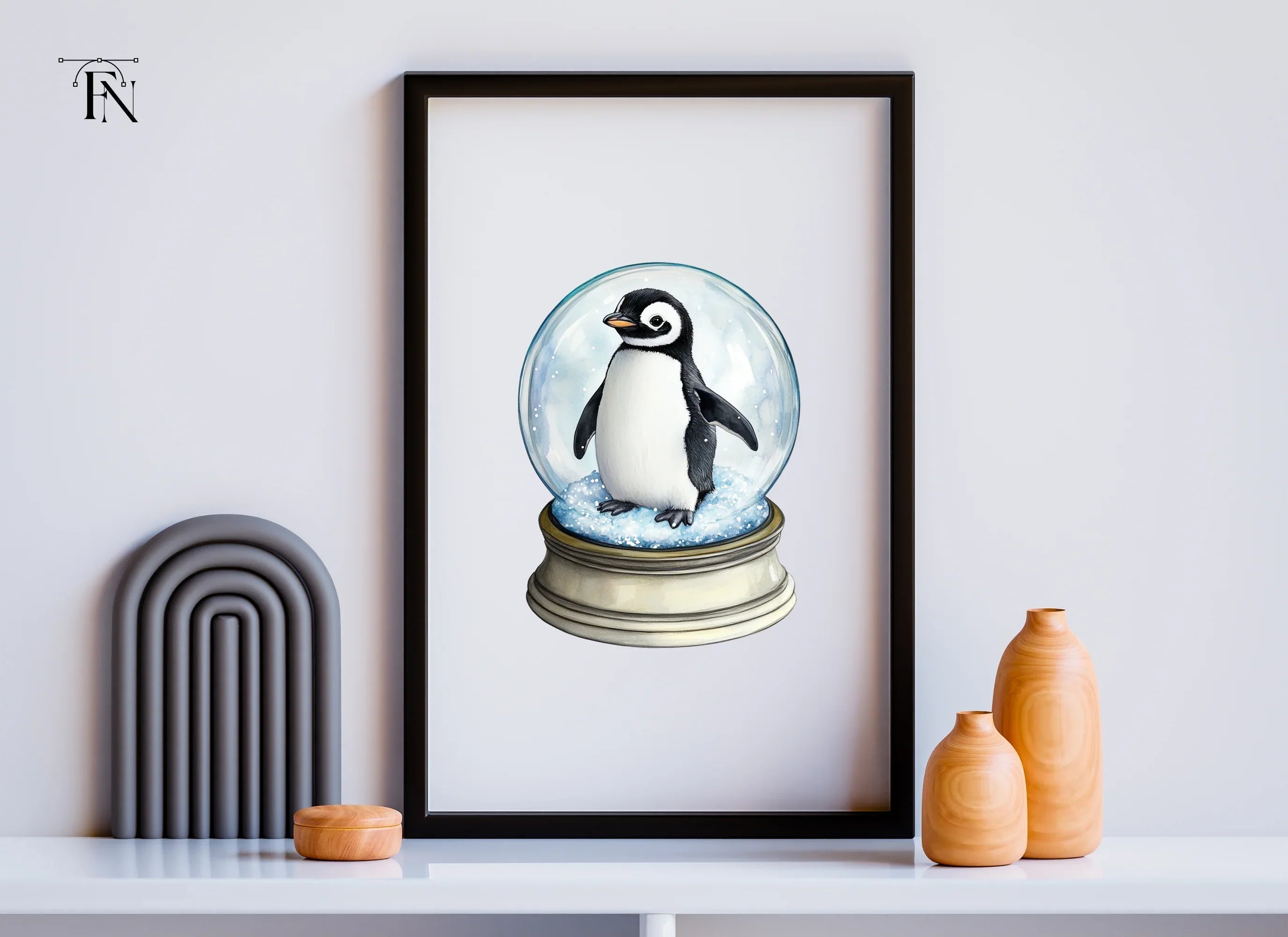 Penguin Snow Globe Clipart Bundle