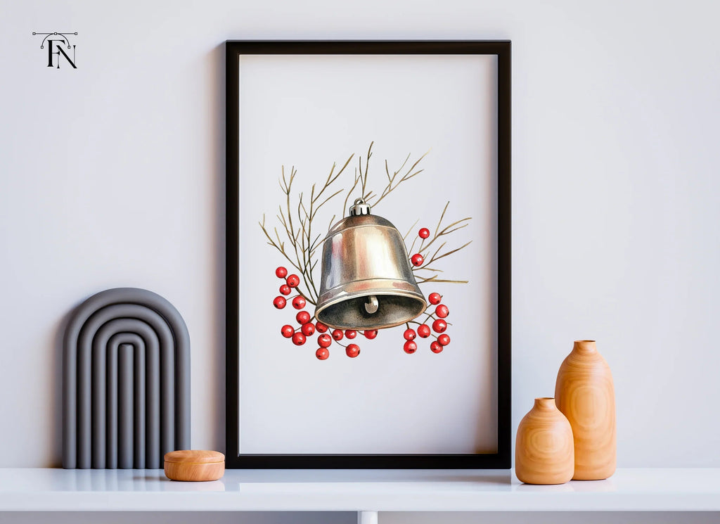 Christmas Bell with Berries Clipart Bundle