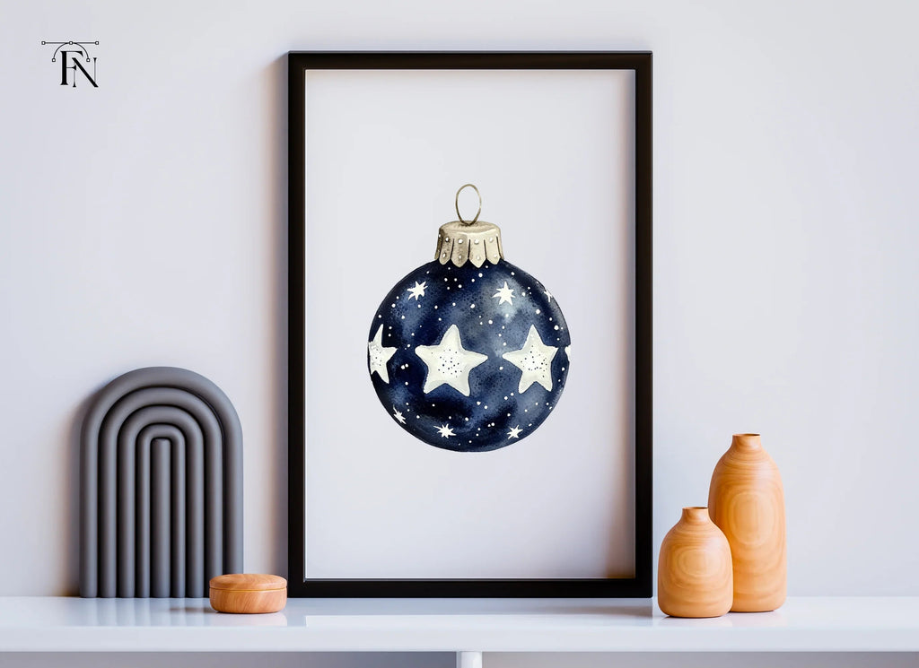 Blue Christmas Ornaments Clipart Bundle