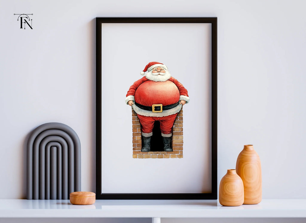 Santa Claus Stuck in Chimney Clipart Bundle
