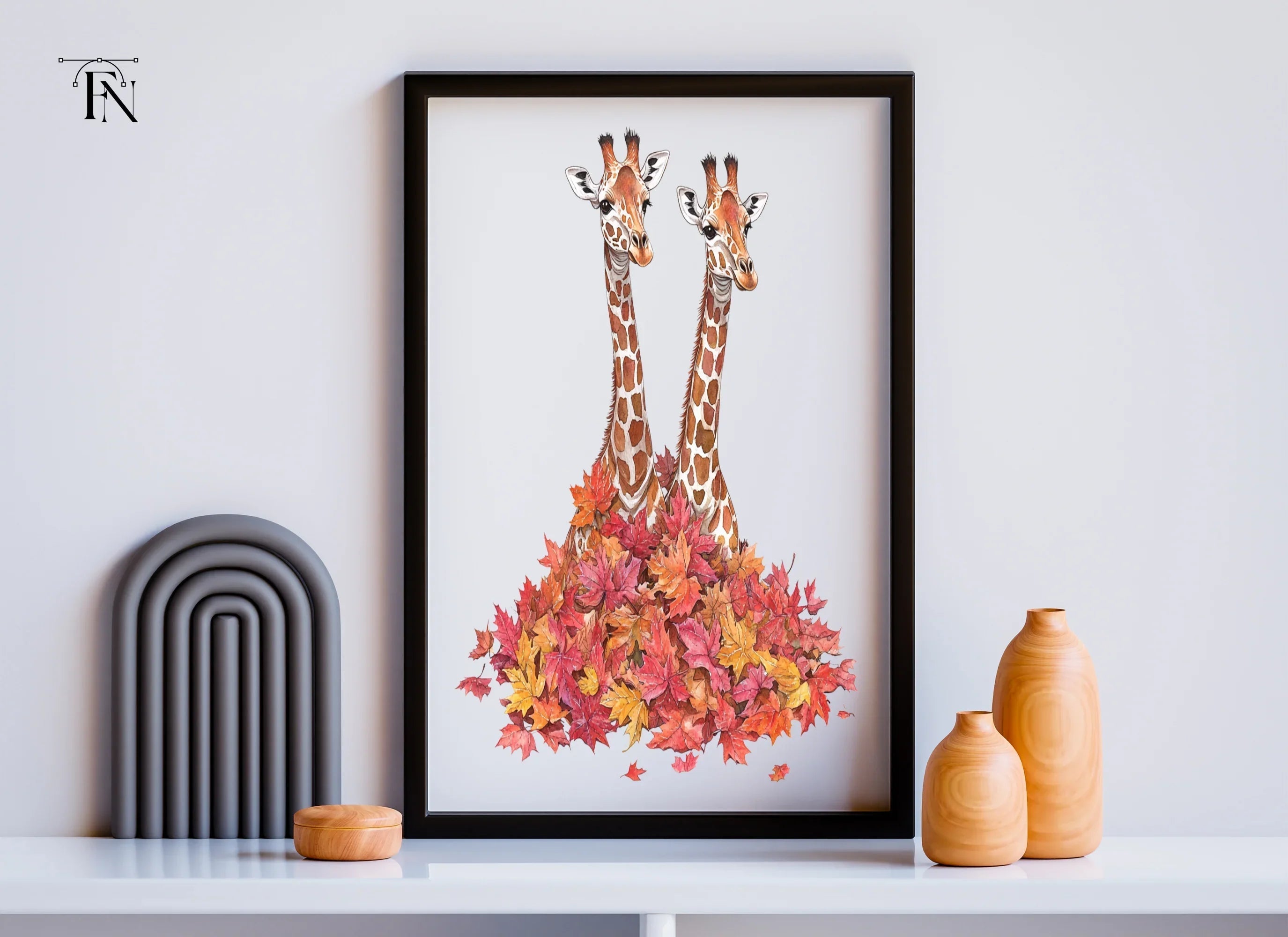 Autumn Giraffe Clipart Bundle