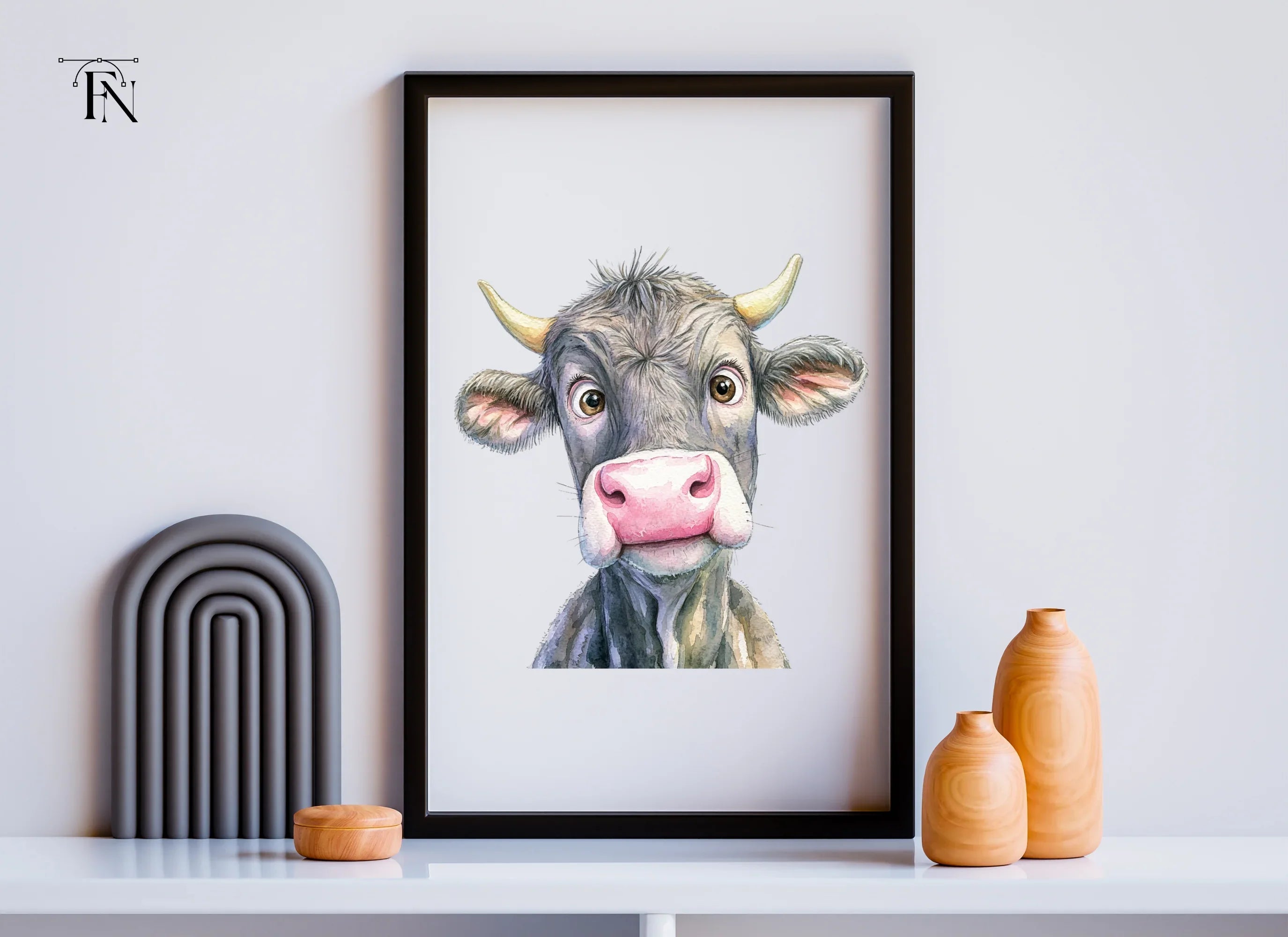 Cute Cartoon Cow Faces Clipart Bundle