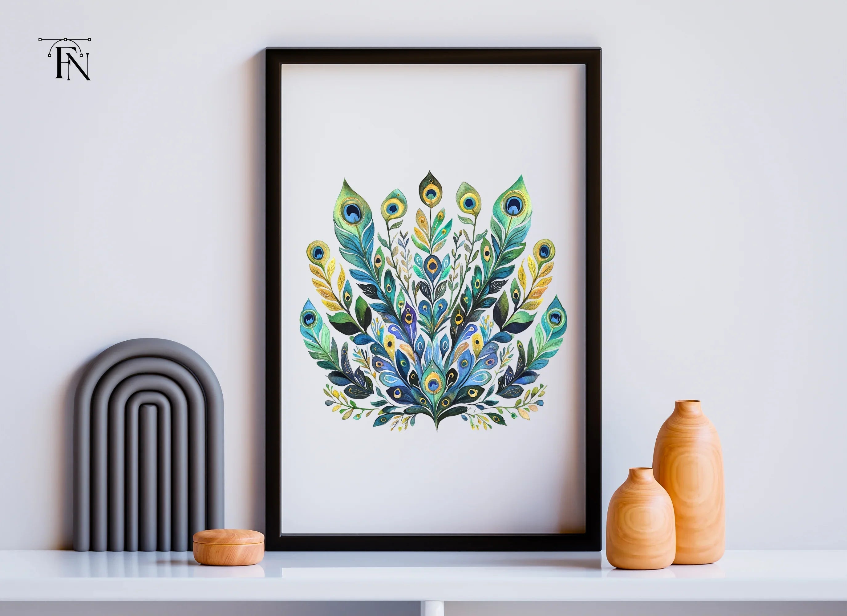 Peacock Feather Arrangement Clipart Bundle