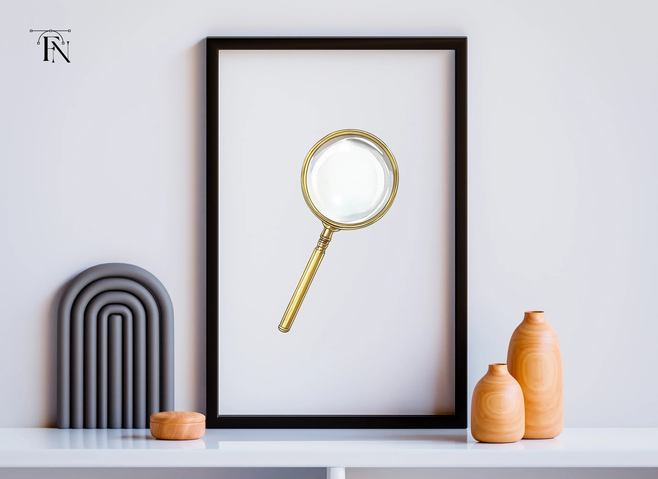Golden Magnifying Glass Clipart Bundle