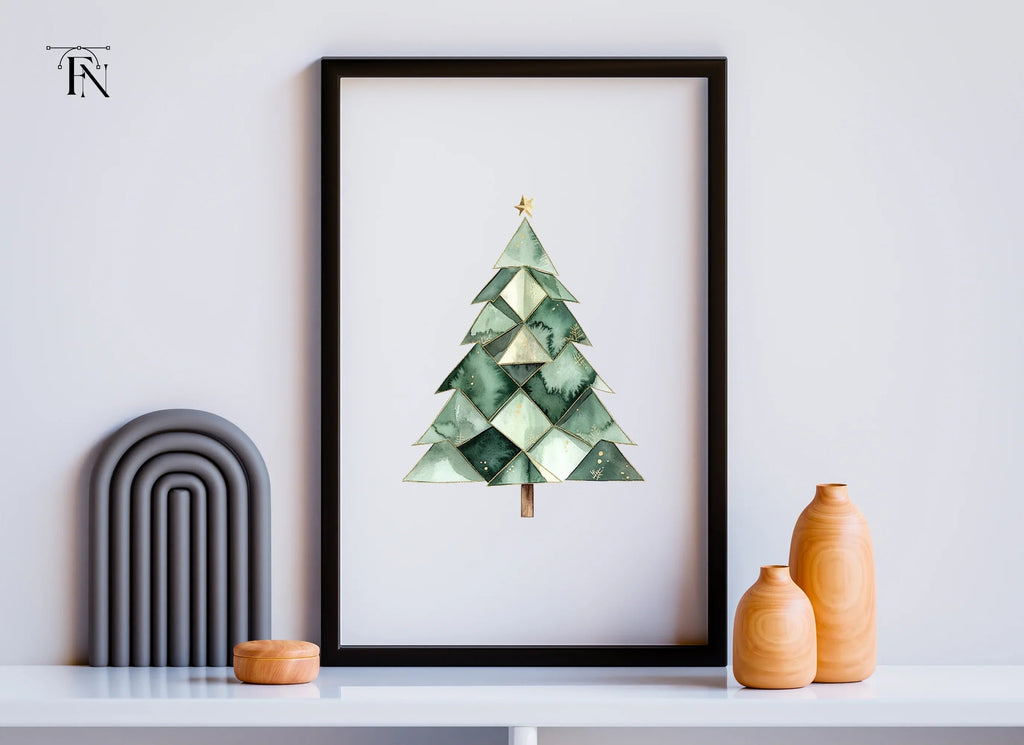 Geometric Christmas Trees Clipart Bundle