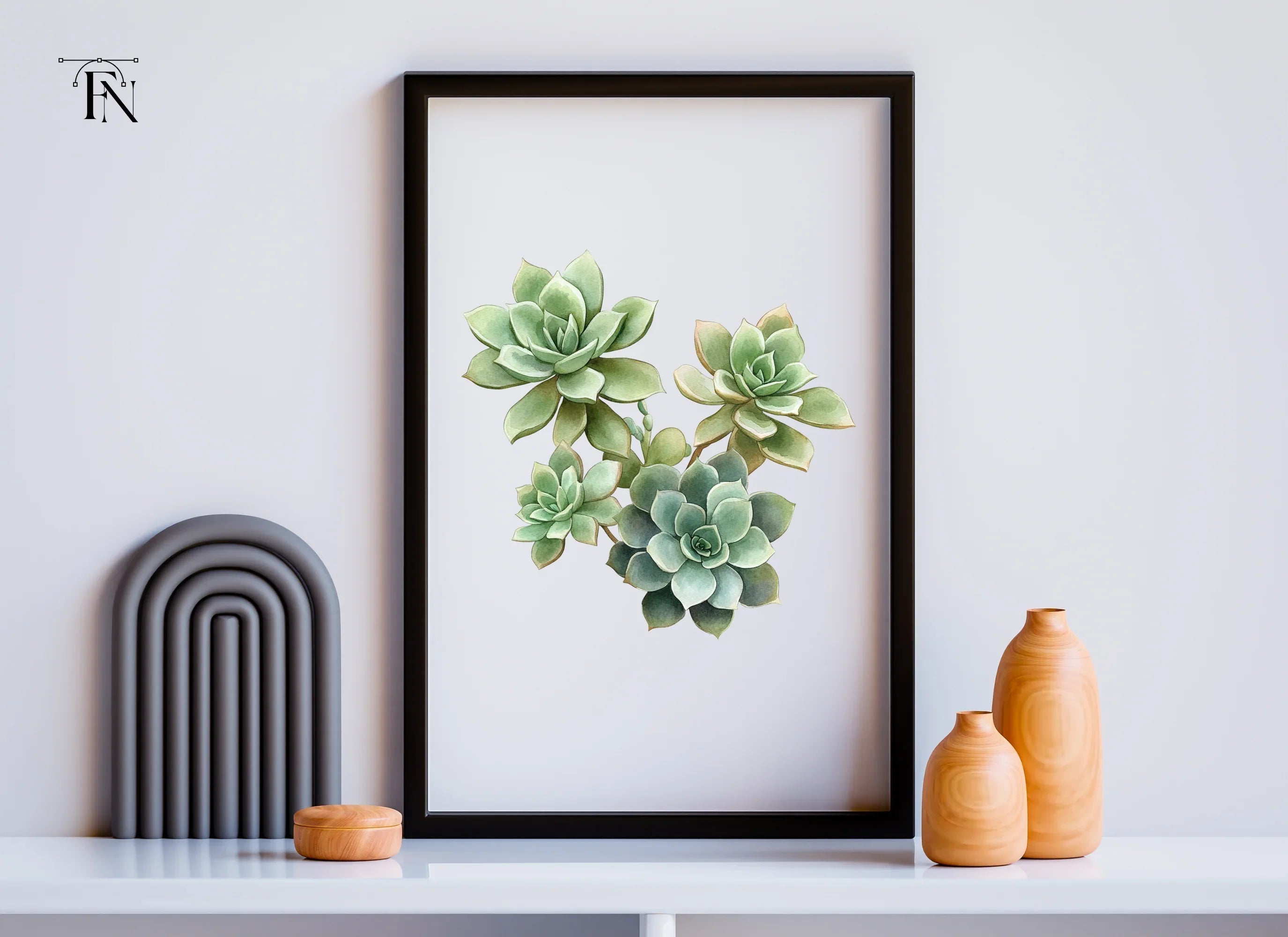 Lush Green Succulent Arrangement Clipart Bundle