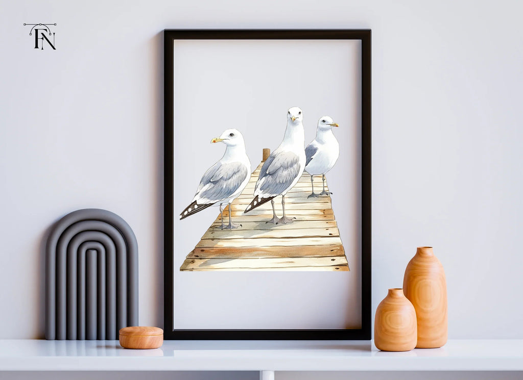 Seagulls on Dock Clipart Bundle