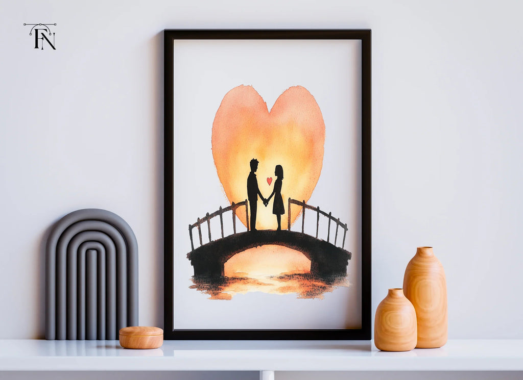 Romantic Couple on Bridge at Sunset Clipart Bundle