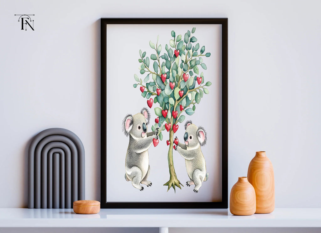 Koalas Decorating Heart Tree Clipart Bundle