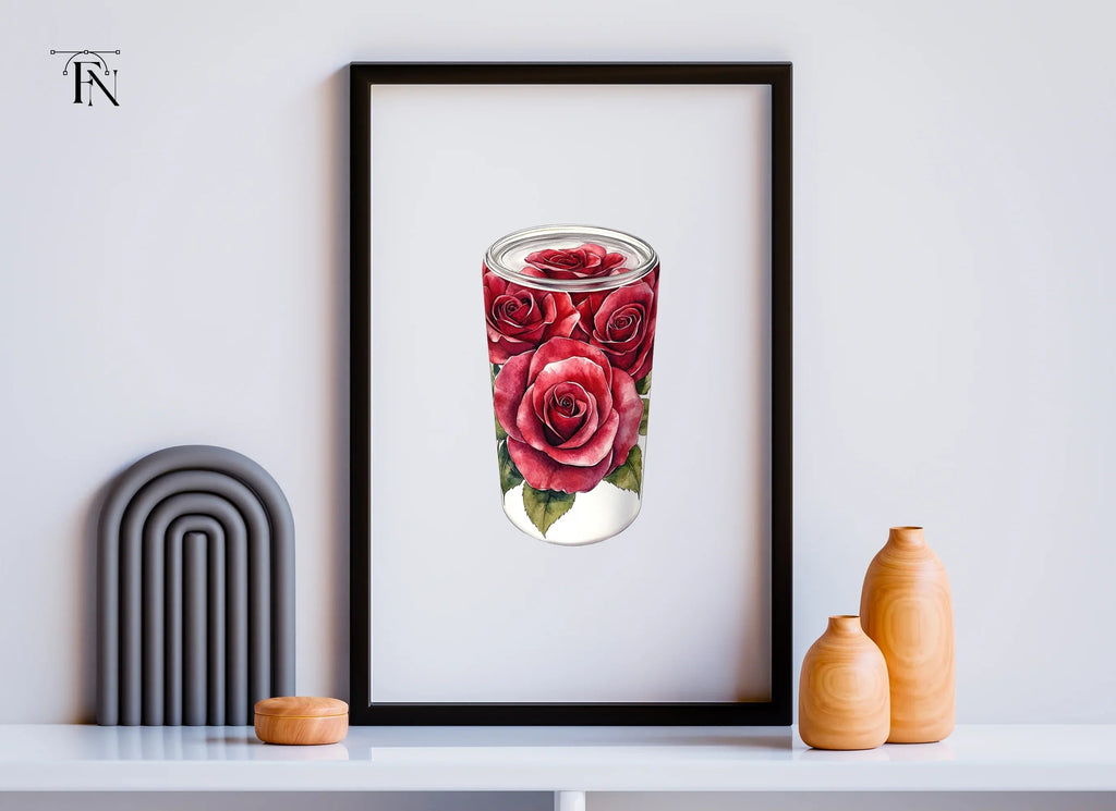 Red Rose Tumbler Clipart Bundle