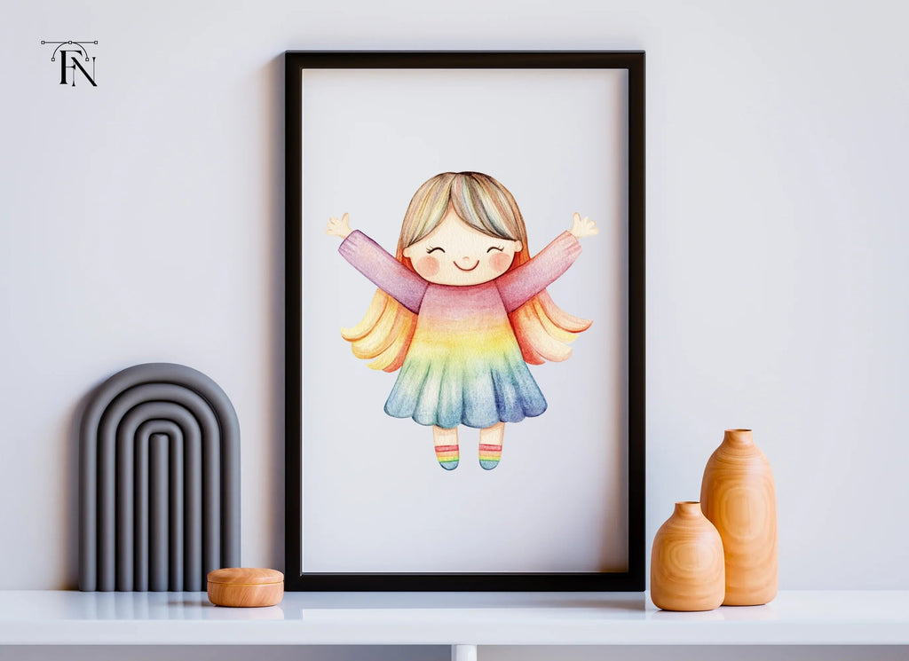 Cute Rainbow Angel Girl Clipart Bundle