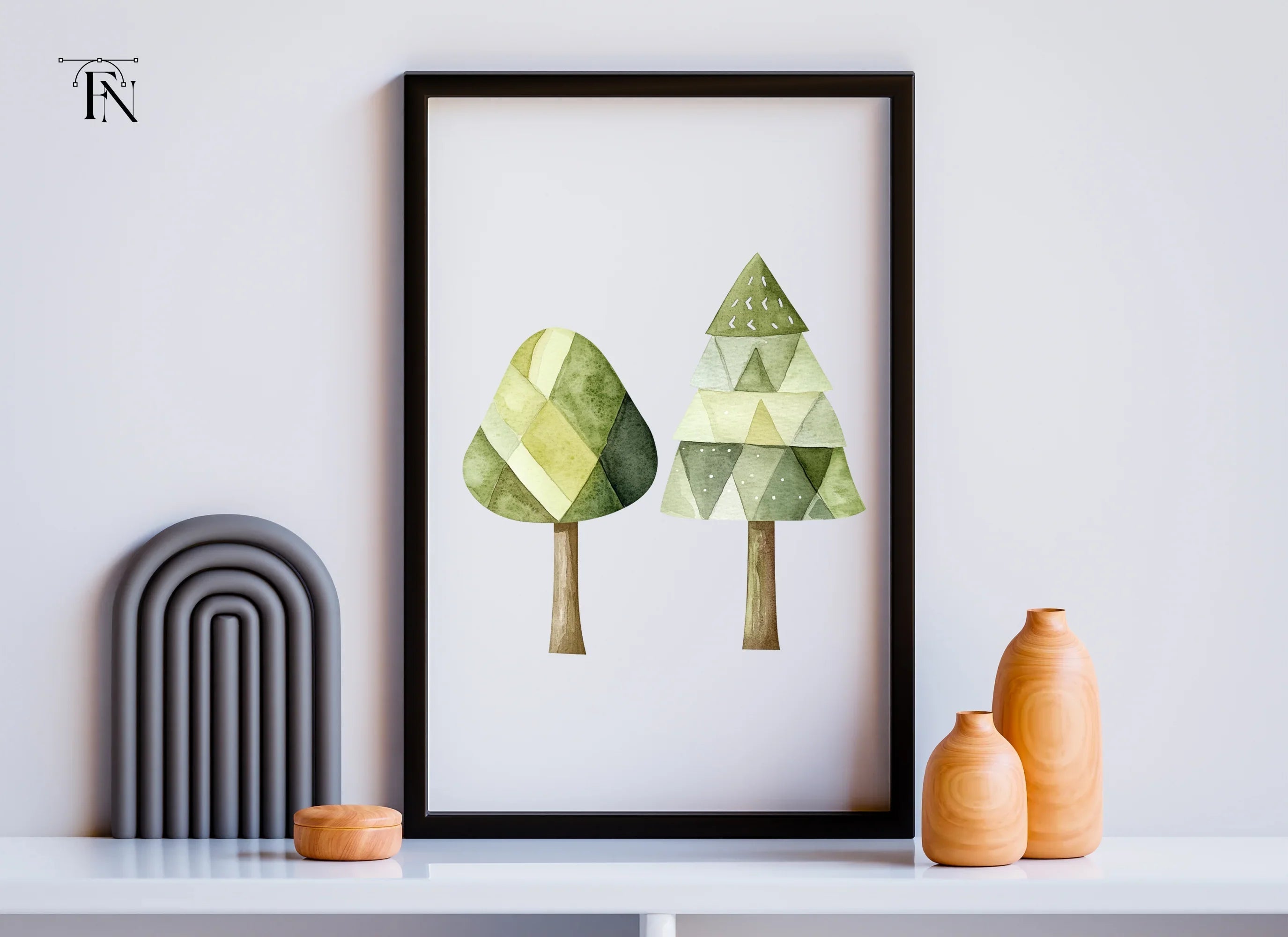 Geometric Tree Clipart Bundle