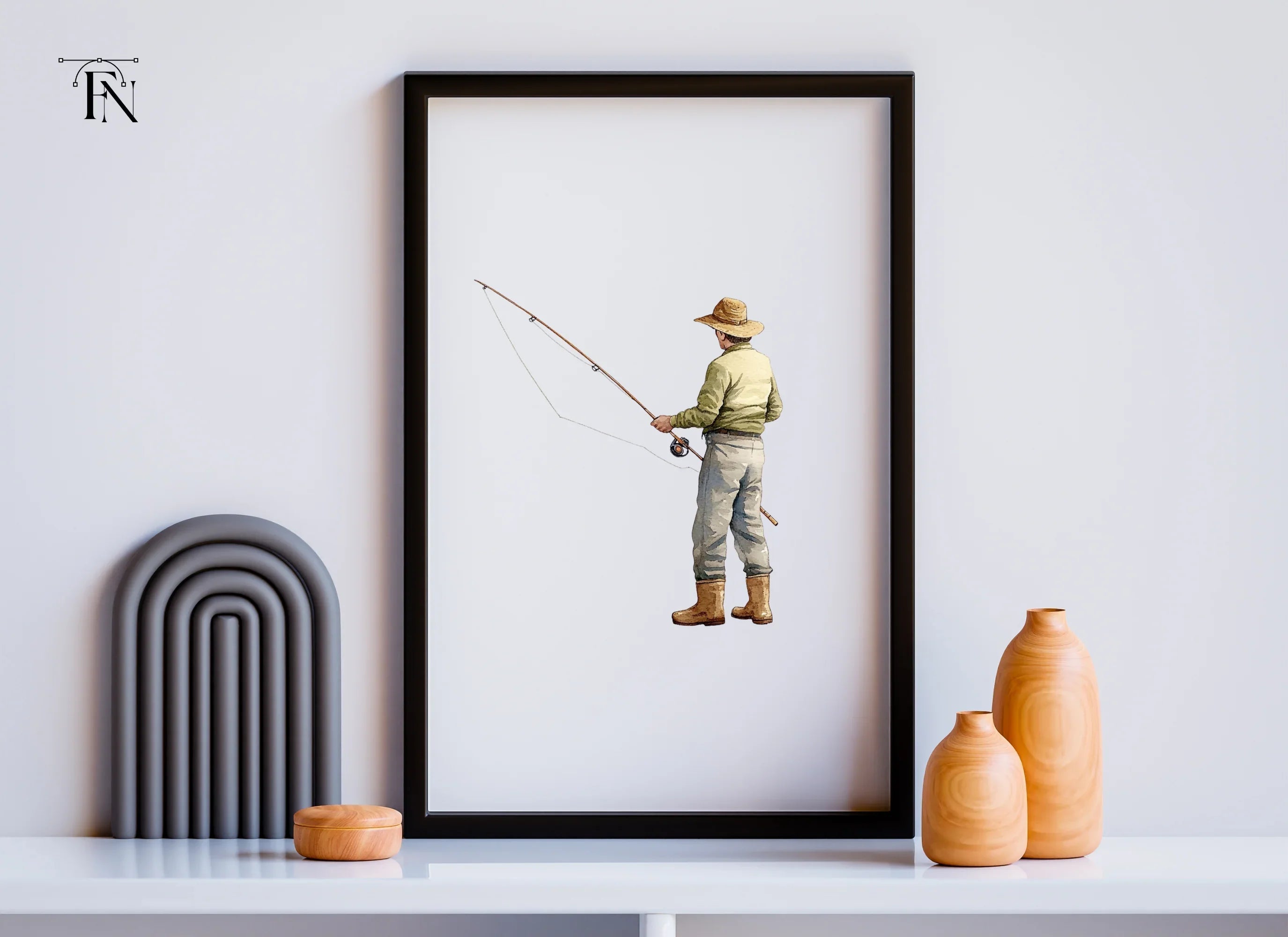 Man Fly Fishing Clipart Bundle