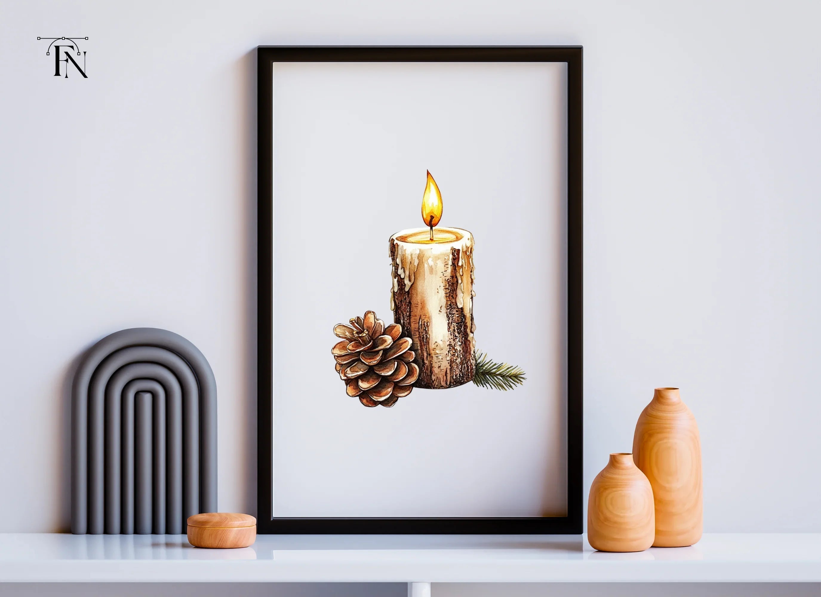 Hand Painted Holiday Candle Clipart Bundle