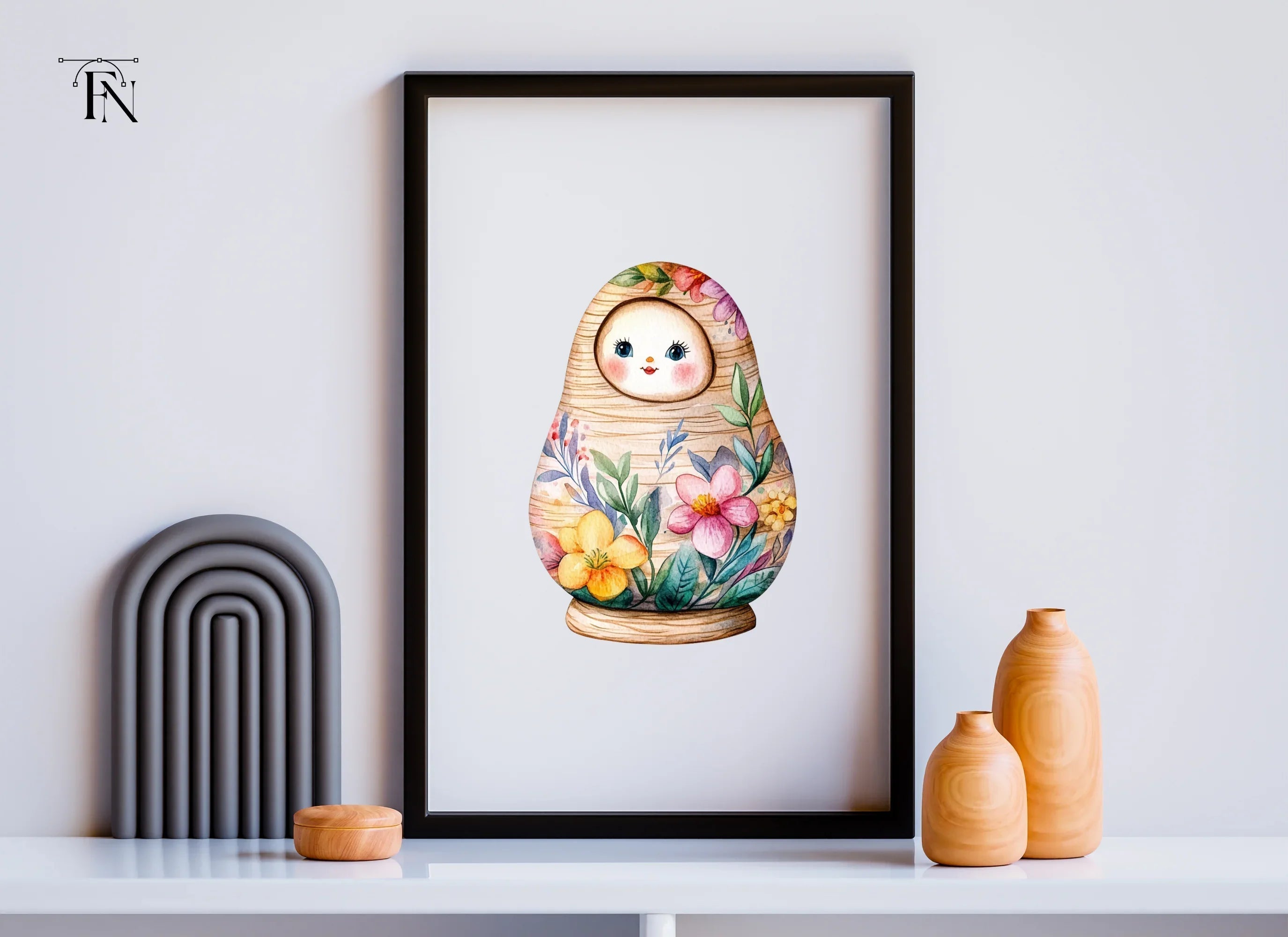 Floral Russian Nesting Dolls Clipart Bundle