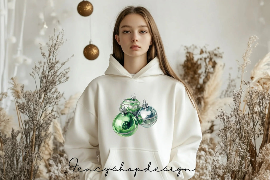 Green Christmas Ornaments Clipart Bundle