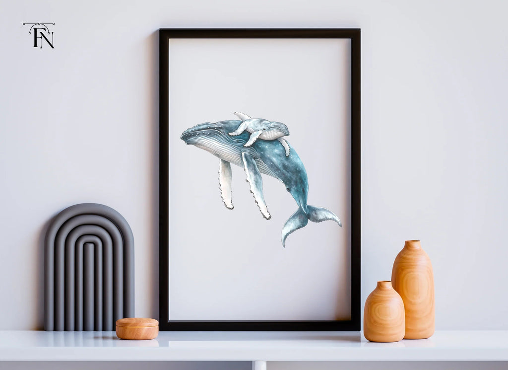 Mother and Baby Humpback Whale Clipart Bundle
