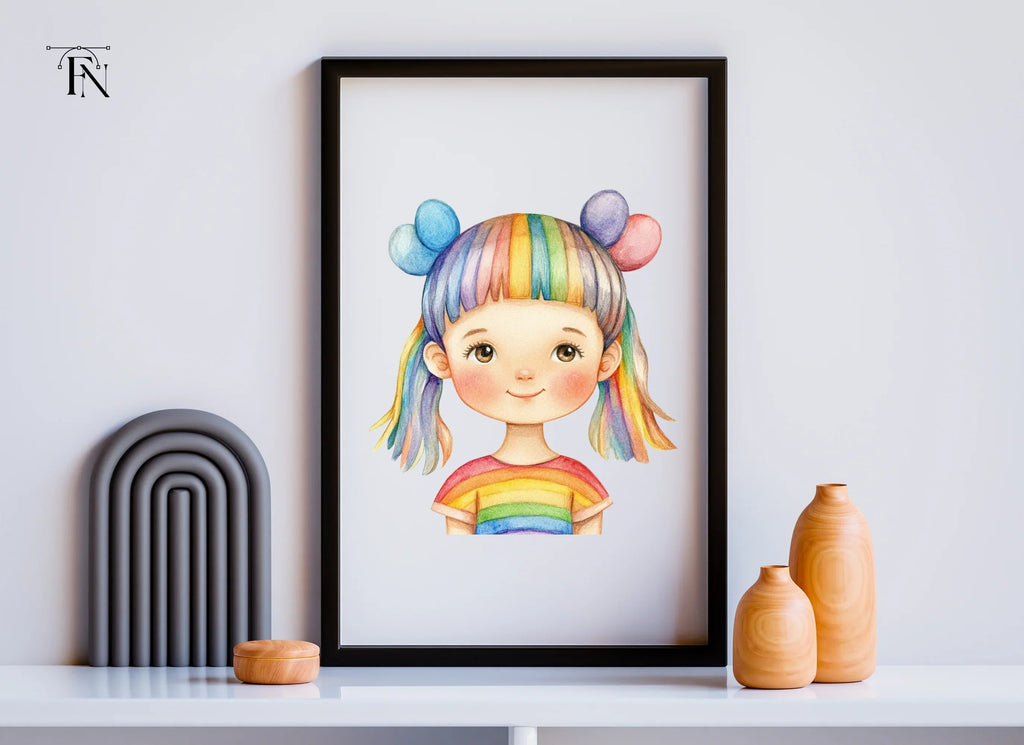 Rainbow Hair Girl Clipart Bundle