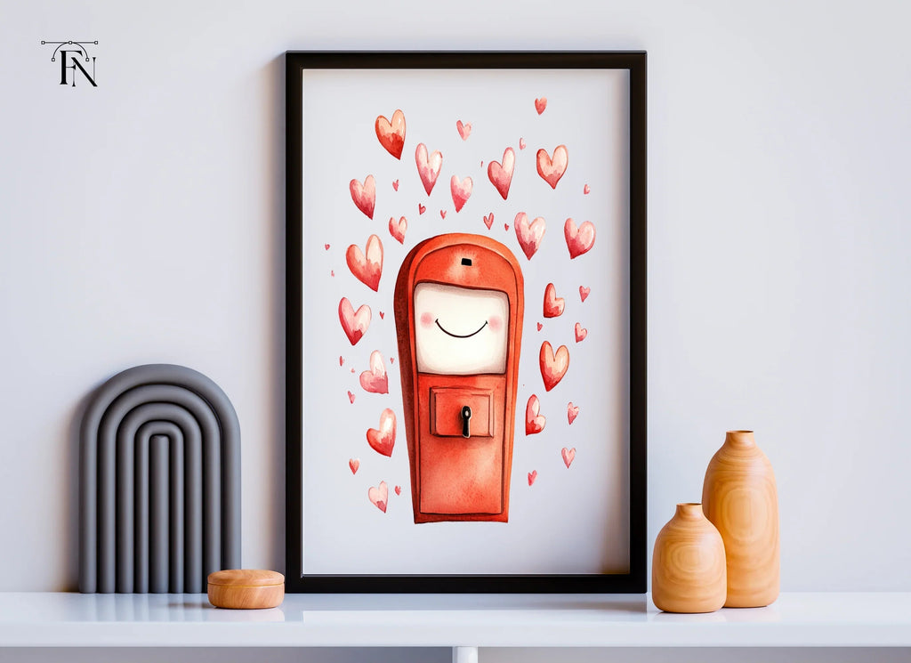 Cute Red Mailbox with Floating Hearts Clipart Bundle