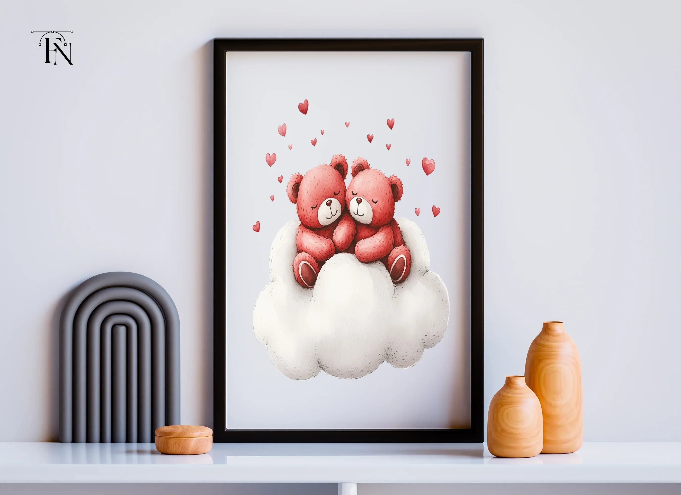 Valentine Teddy Bears on Clouds Clipart Bundle