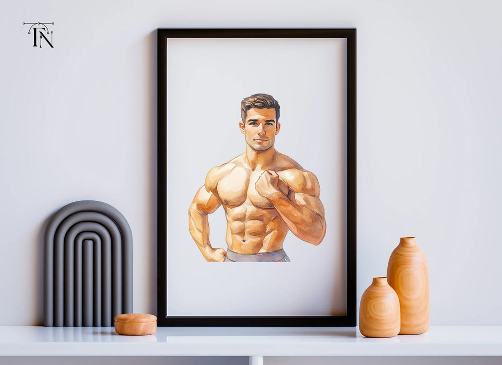 Bodybuilder Flexing Pose Clipart Bundle