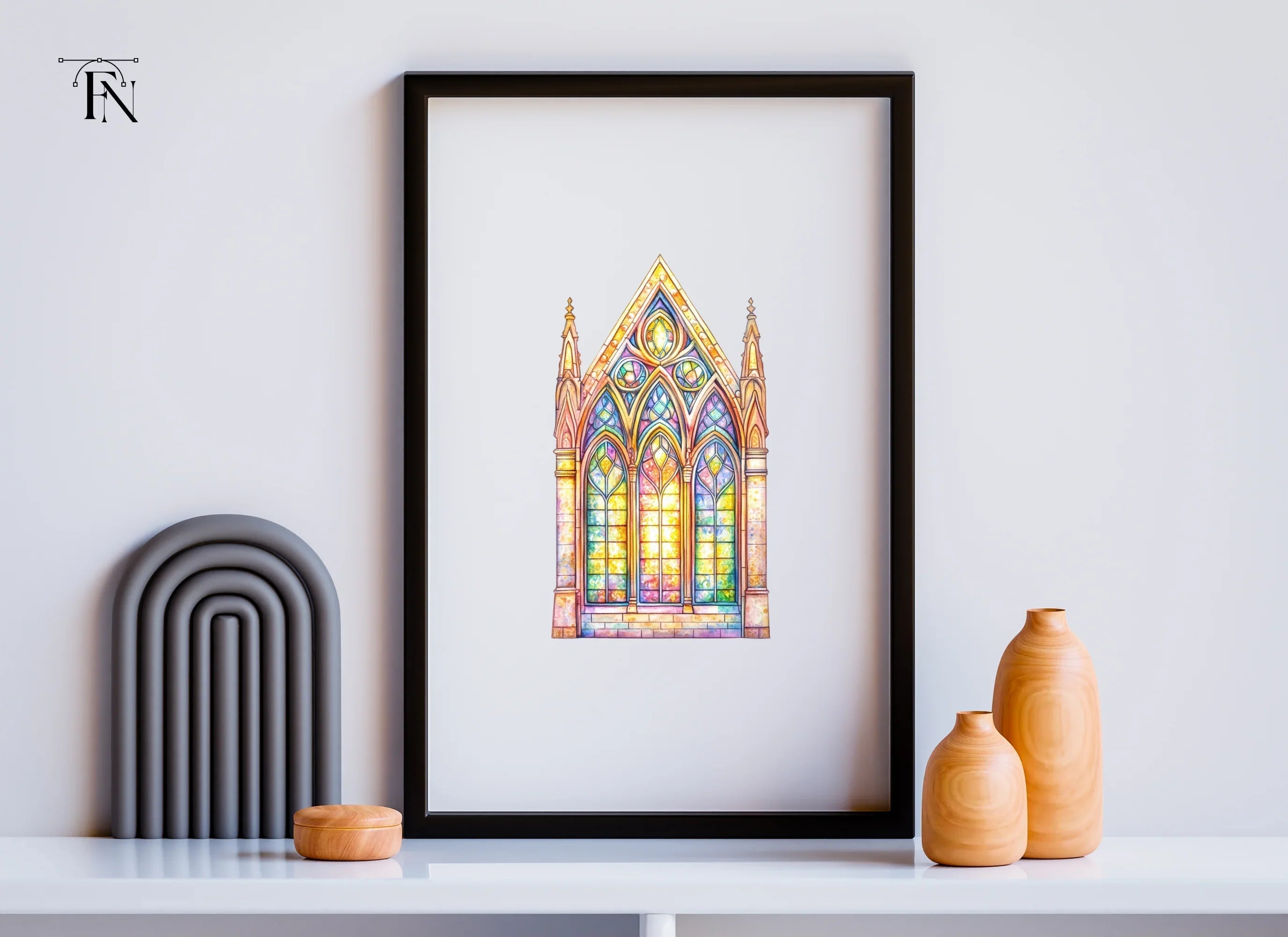 Vibrant Stained Glass Window Clipart Bundle