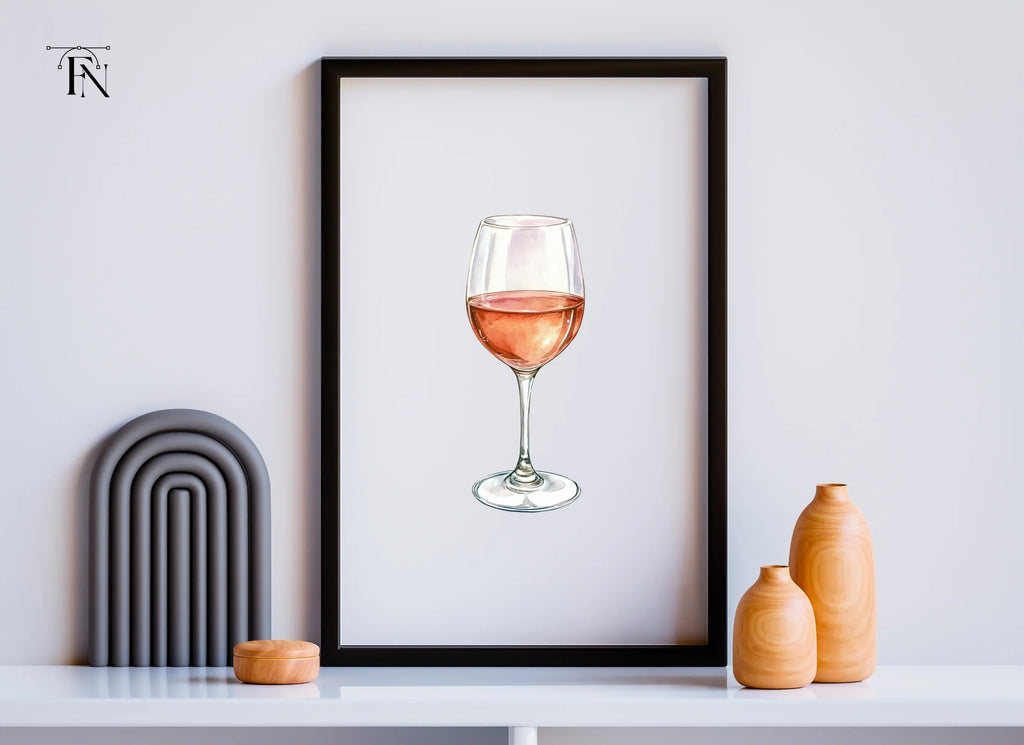 Rose Wine Glass Clipart Bundle