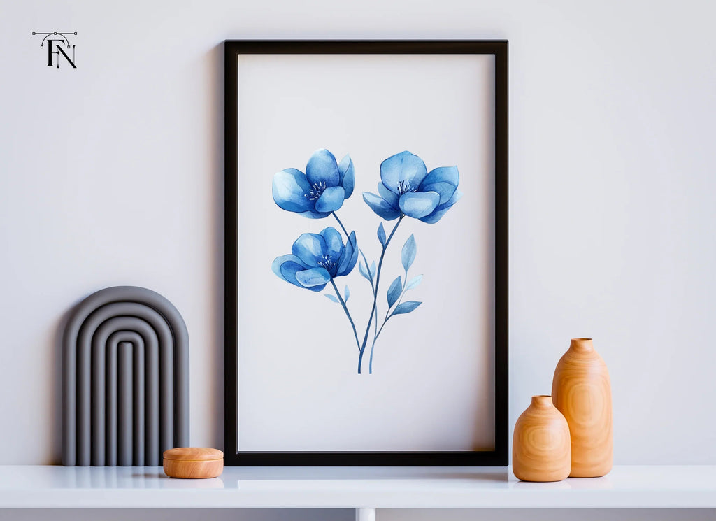 Elegant Blue Flowers Clipart Bundle