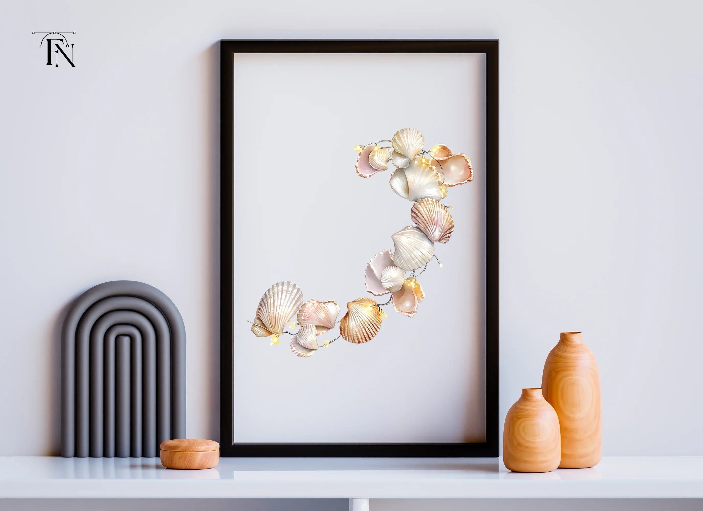 Shimmering Seashell Garland Clipart Bundle