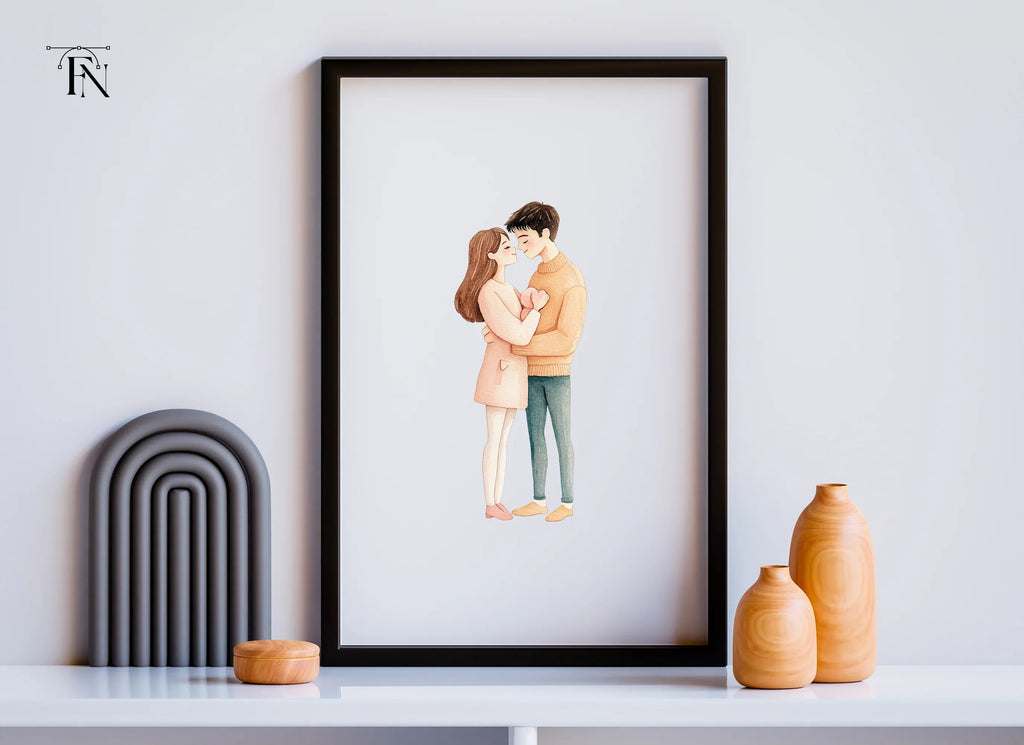 Cute Couple Hugging Clipart Bundle