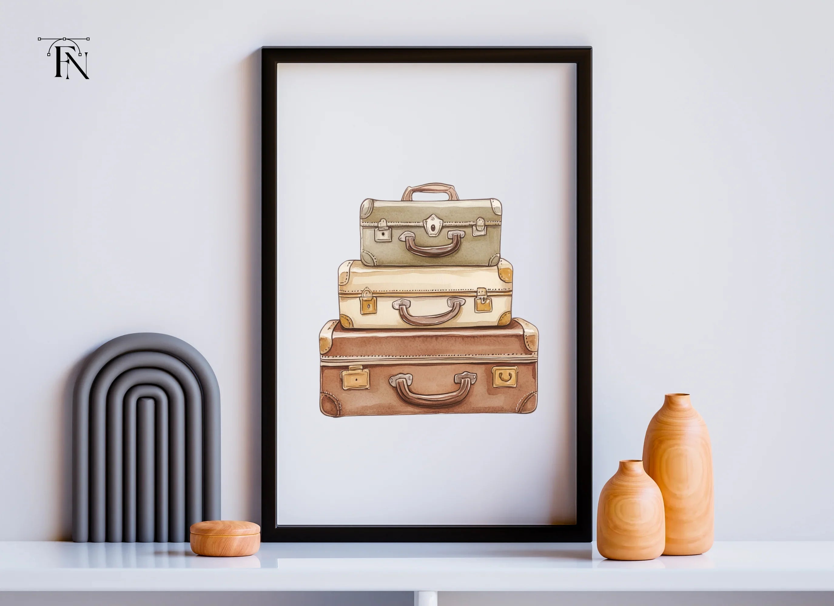 Vintage Suitcase Stacks Clipart Bundle