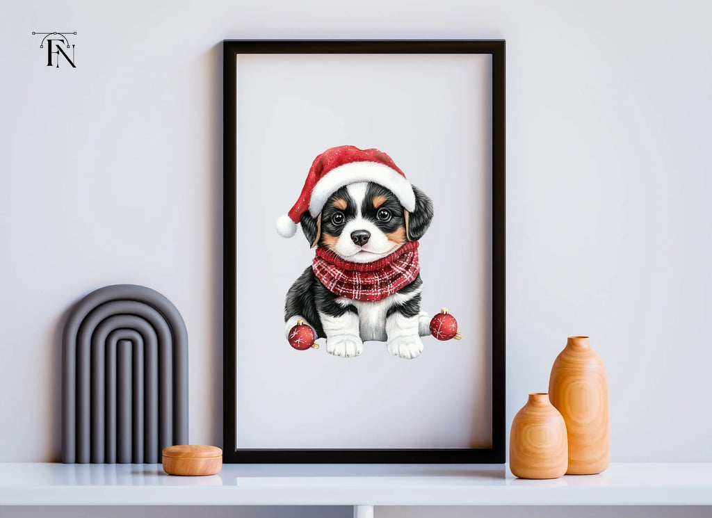 Festive Puppy Christmas Ornaments Clipart Bundle