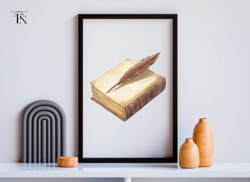 Vintage Books and Quill Pens Clipart Bundle
