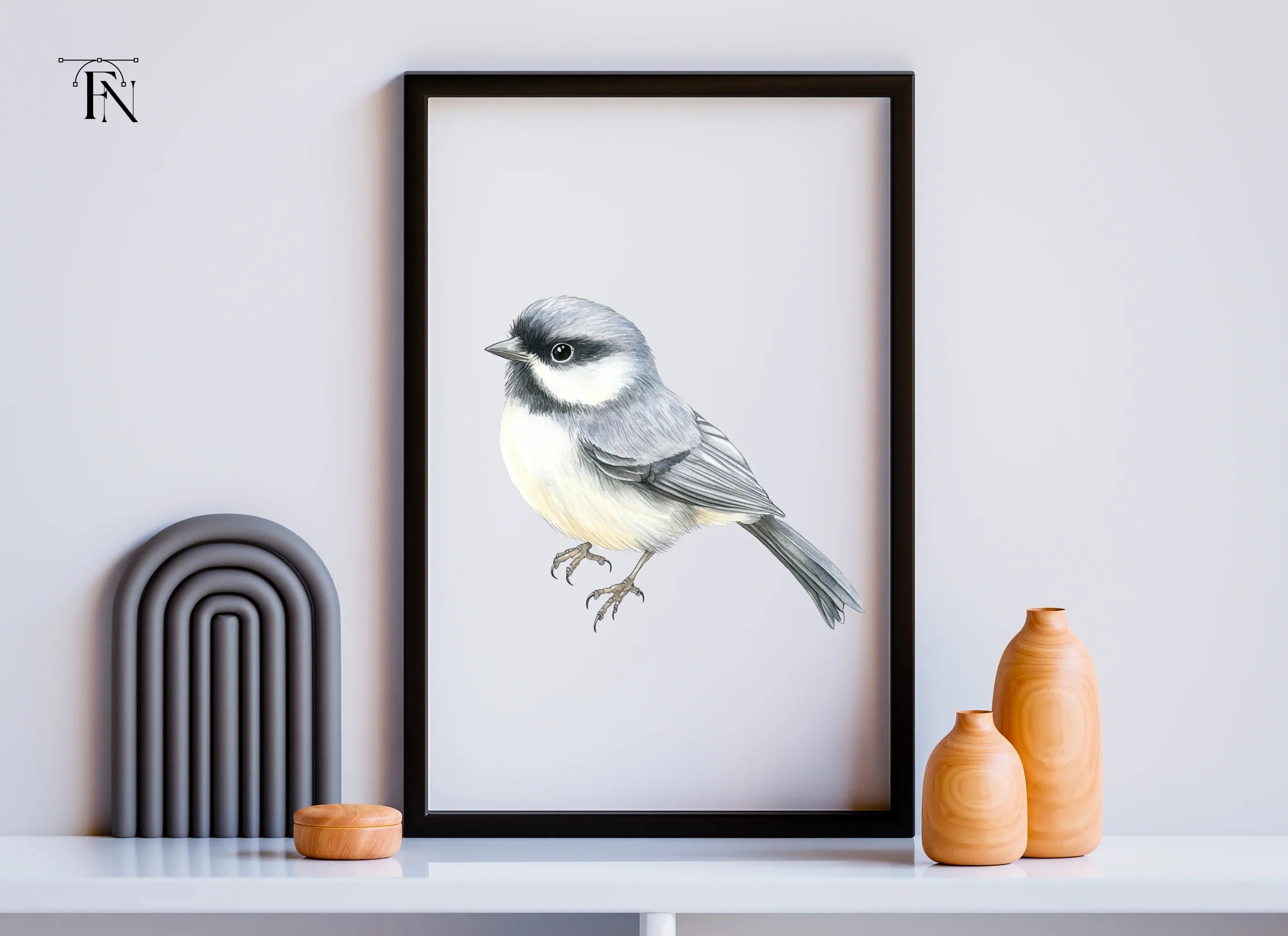 Elegant Grey Chickadee Bird Clipart Bundle