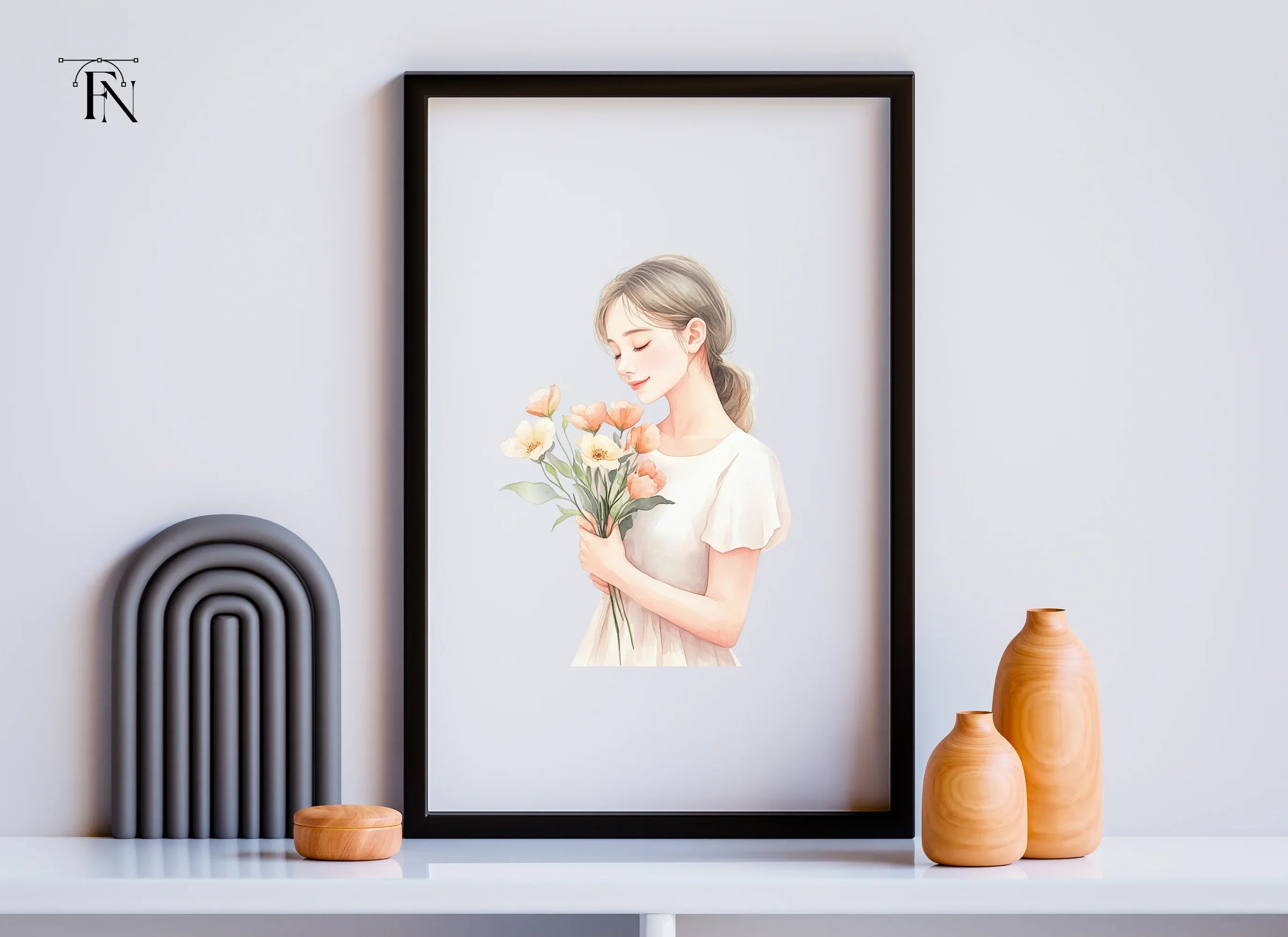 Girls Holding Flowers Clipart Bundle