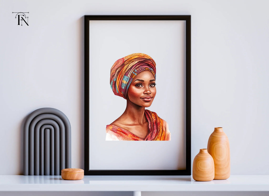 Beautiful African Woman Turban Clipart Bundle