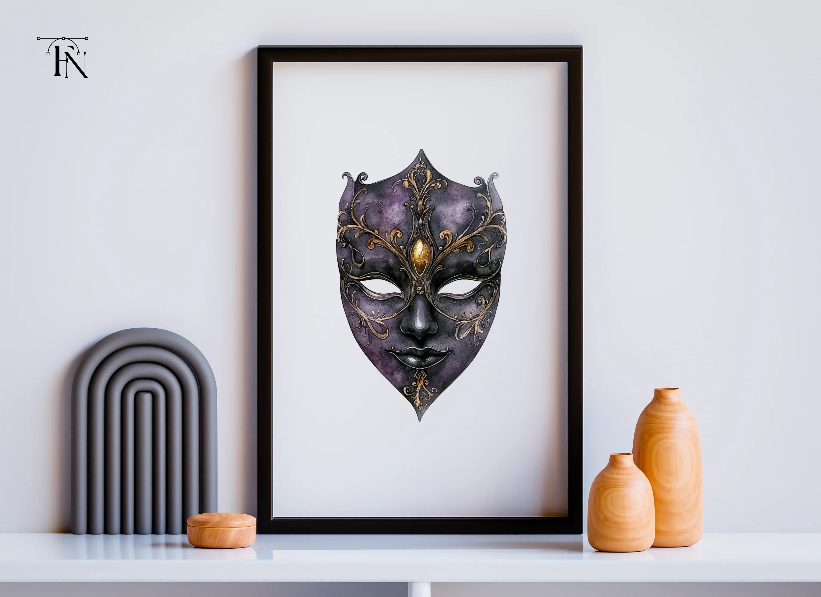 Elegant Venetian Masquerade Masks Clipart Bundle