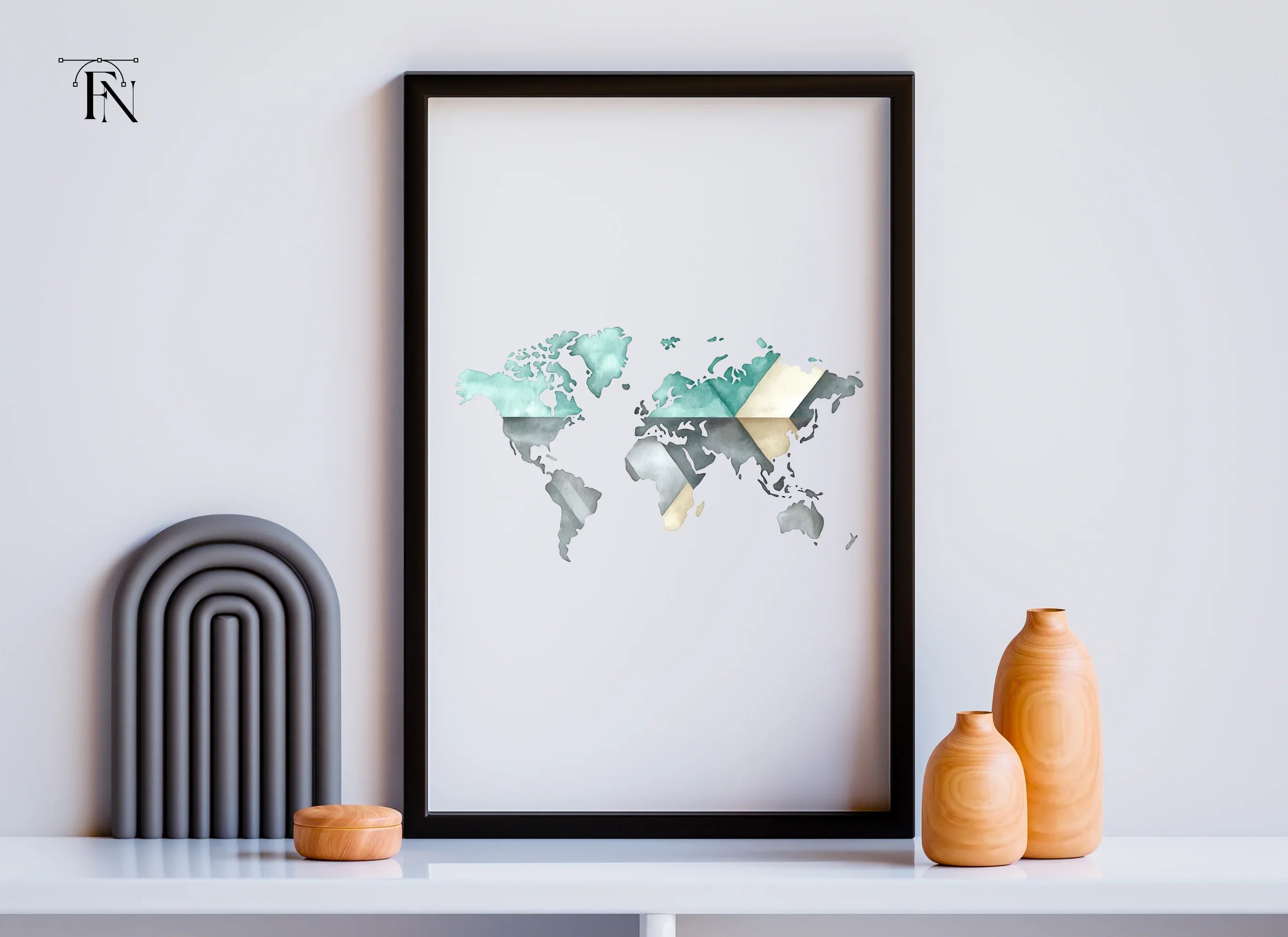 Geometric World Map Clipart Bundle