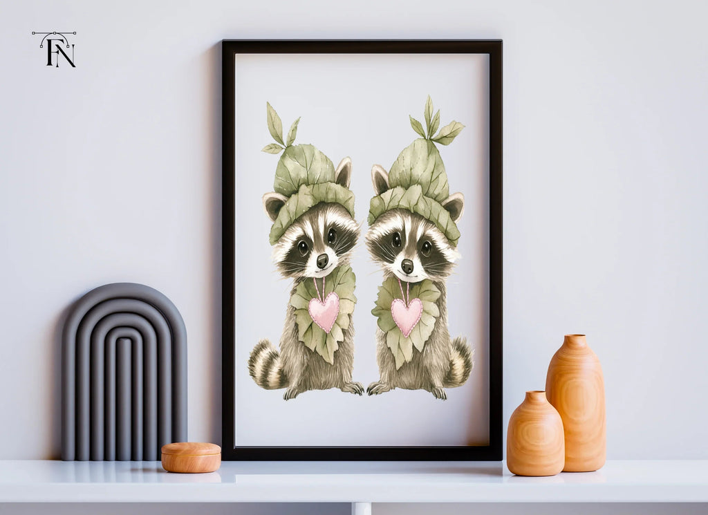 Cute Raccoon Leaf Hats Clipart Bundle