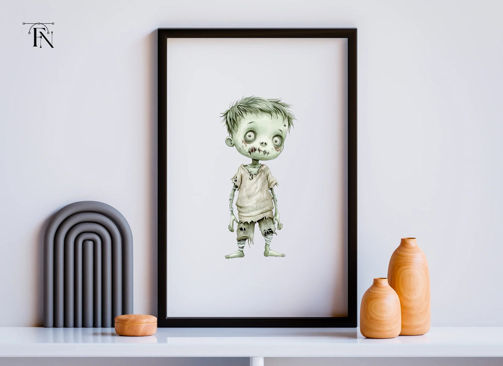 Cute Zombie Boy Clipart Bundle
