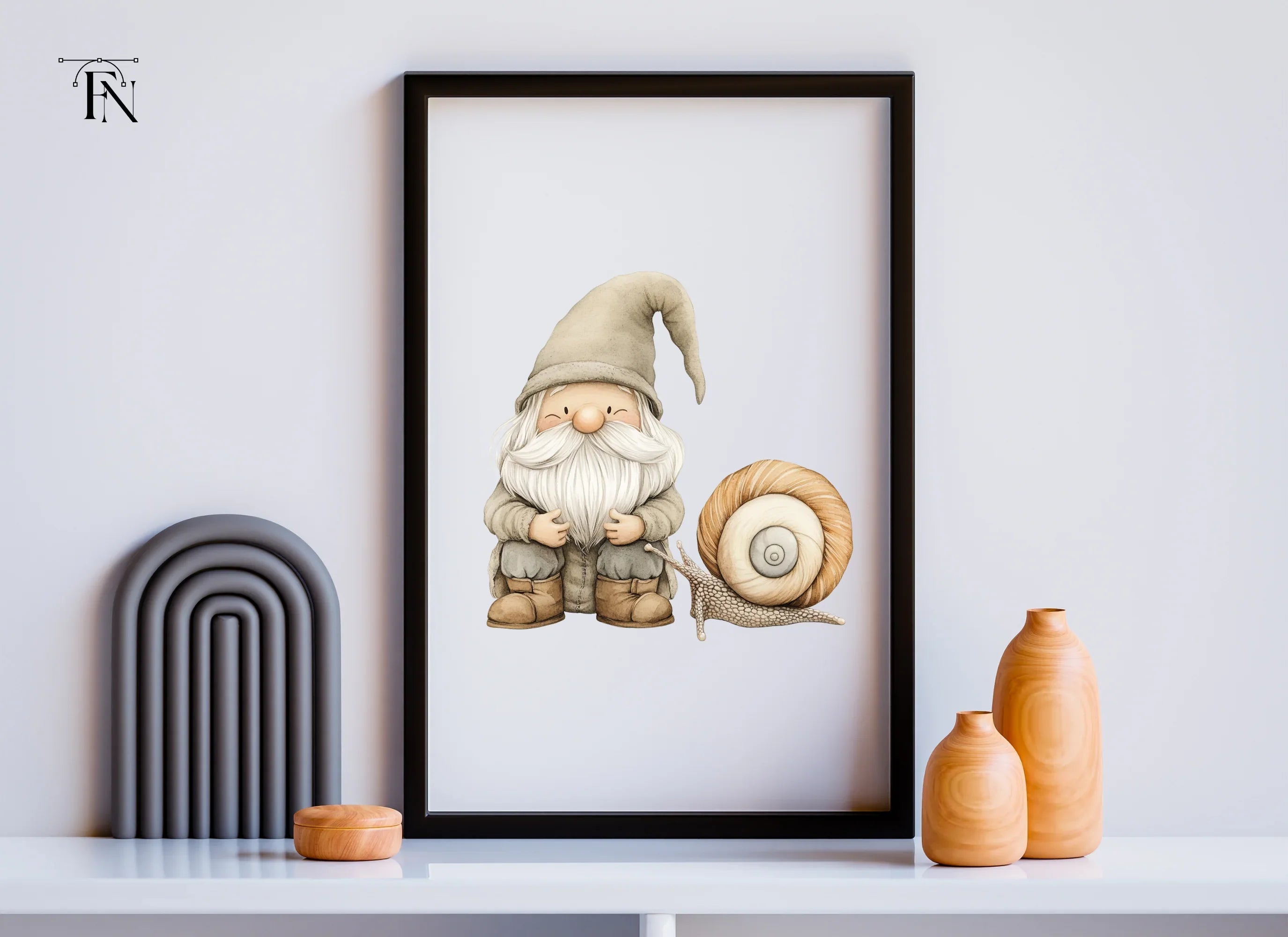 Cute Gnomes and Snails Clipart Bundle