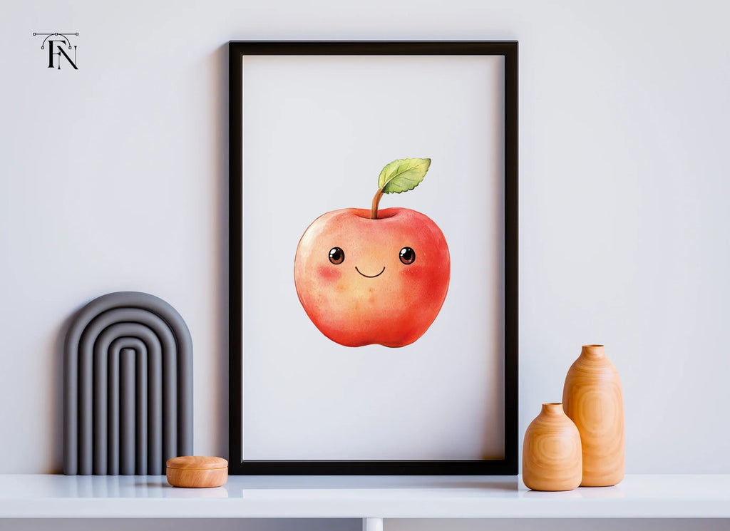 Cute Kawaii Red Apple Clipart Bundle