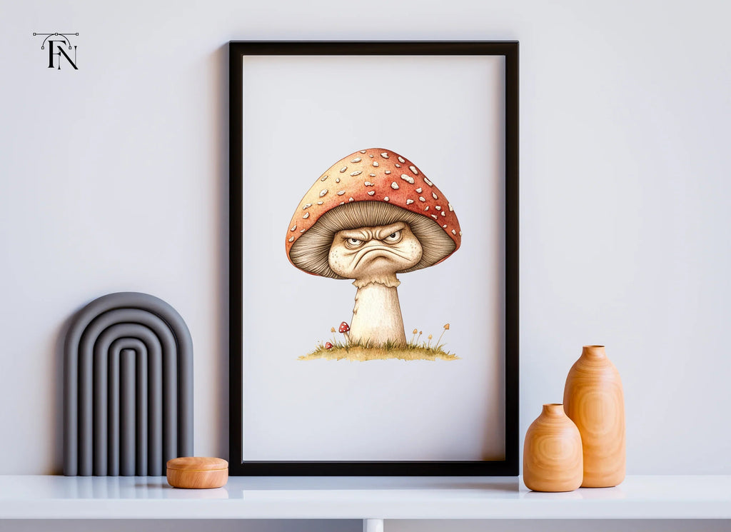 Grumpy Red Mushroom Clipart Bundle
