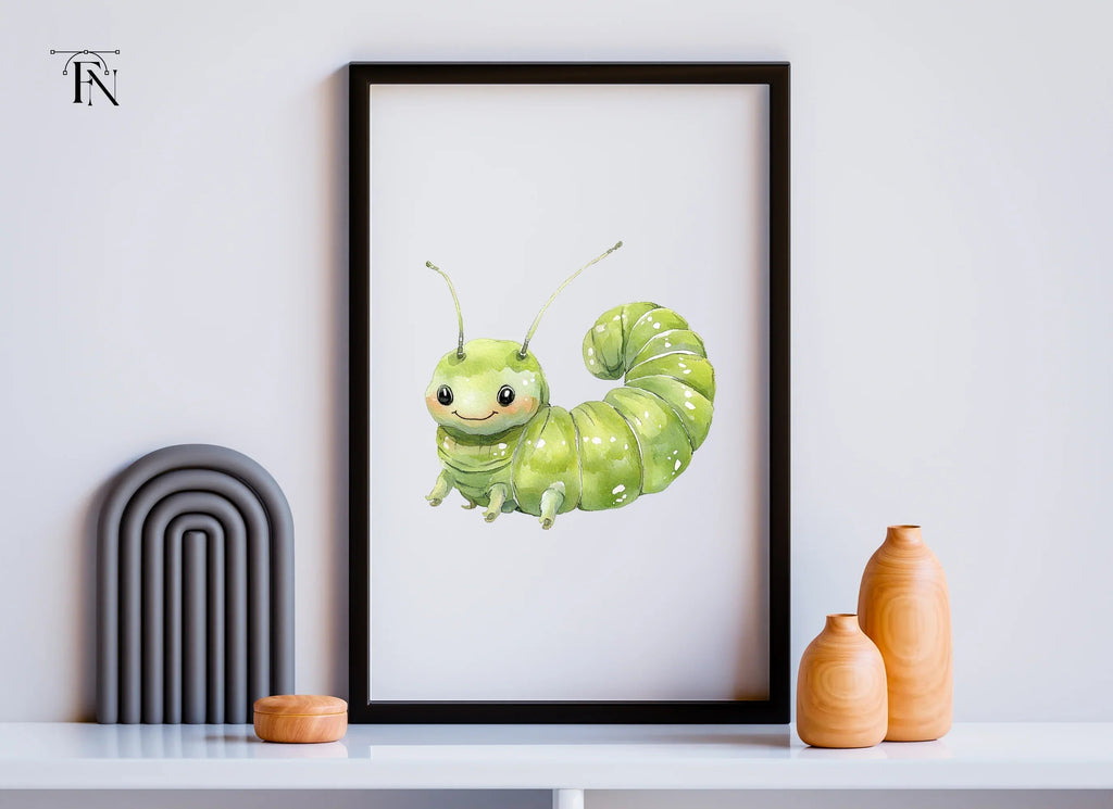 Cute Green Caterpillar Clipart Bundle