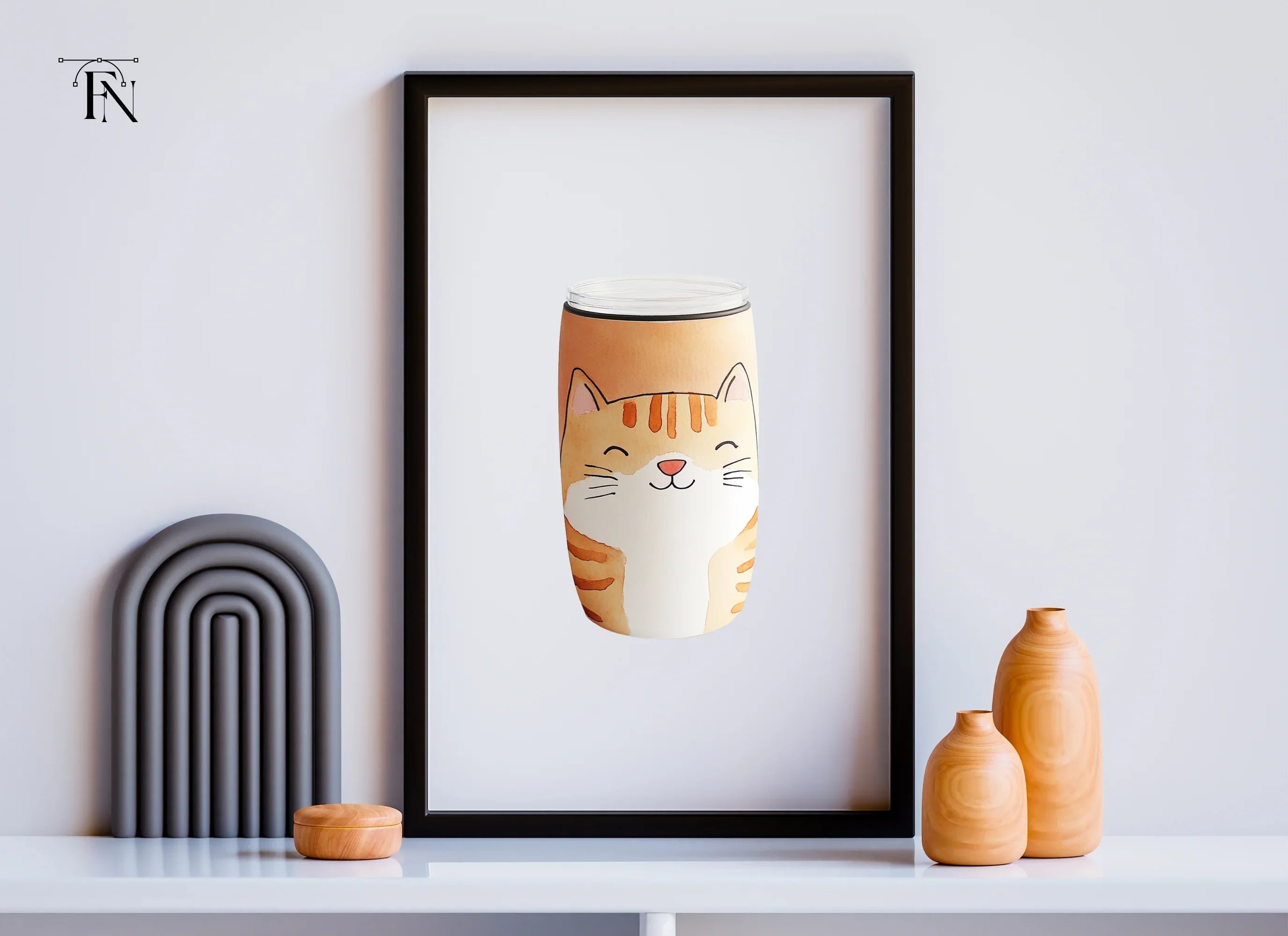 Cute Orange Tabby Cat Tumbler Clipart Bundle