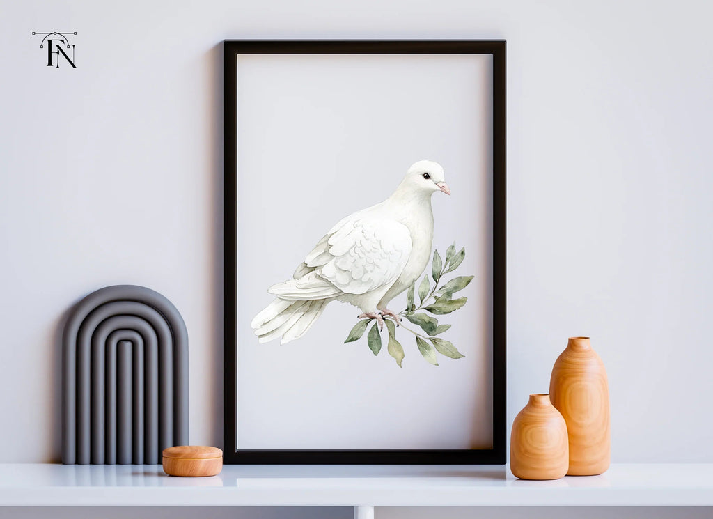 White Dove with Olive Branch Clipart Bundle