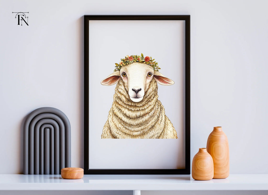 Cute Sheep with Flower Crown Clipart Bundle