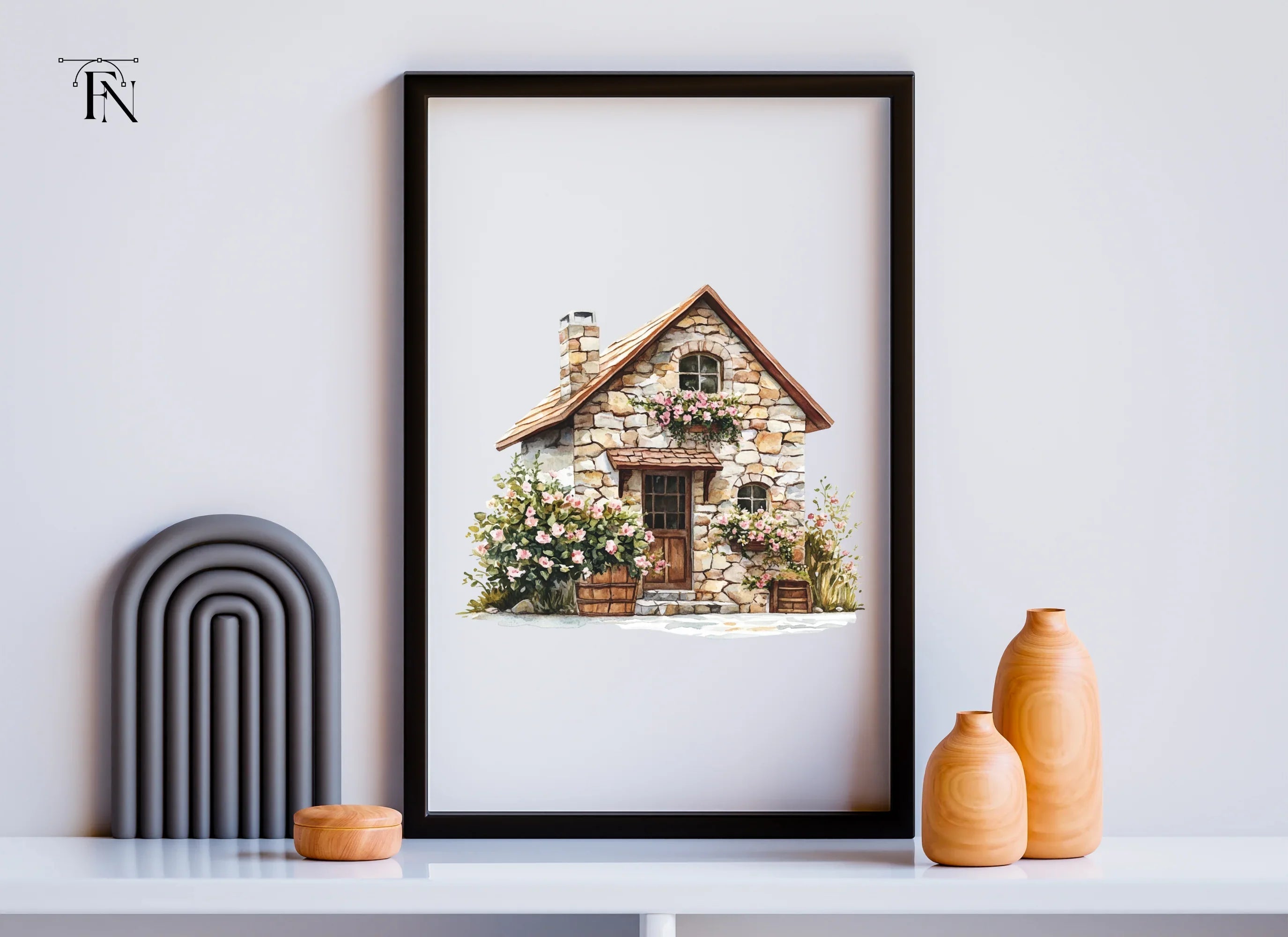 Stone Cottage Clipart Bundle