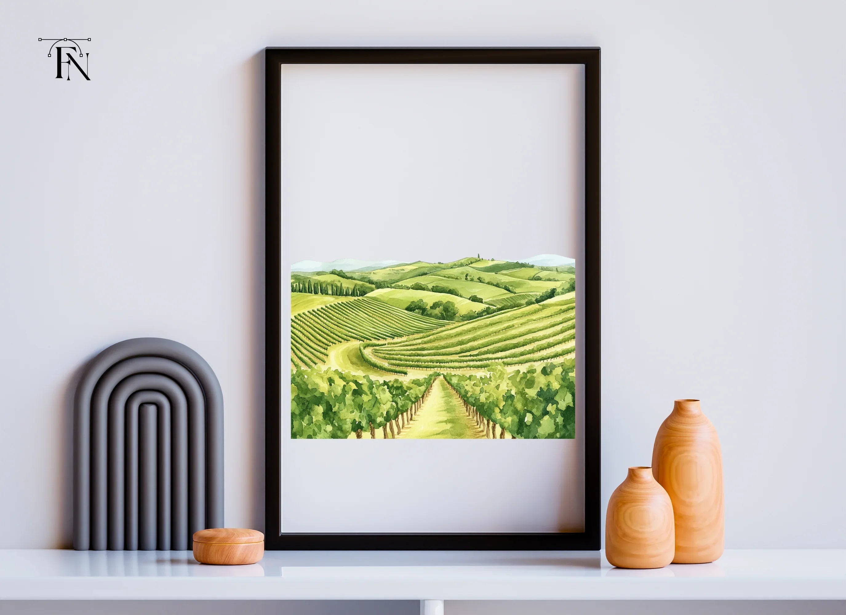 Tuscan Vineyard Landscape Clipart Bundle