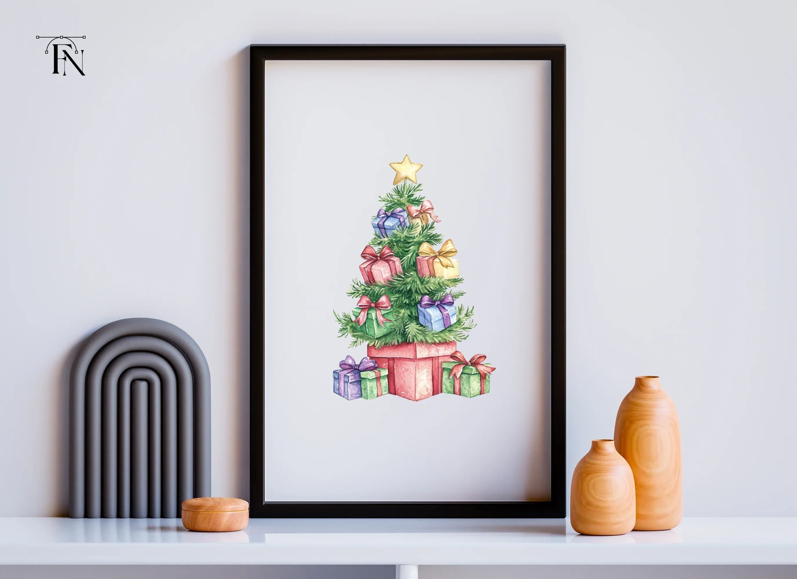 Christmas Trees with Presents Clipart Bundle